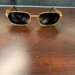 Vintage Gianni Versace 80s MOD. S81 Gold plated frame Hexagon Frame Sunglasses